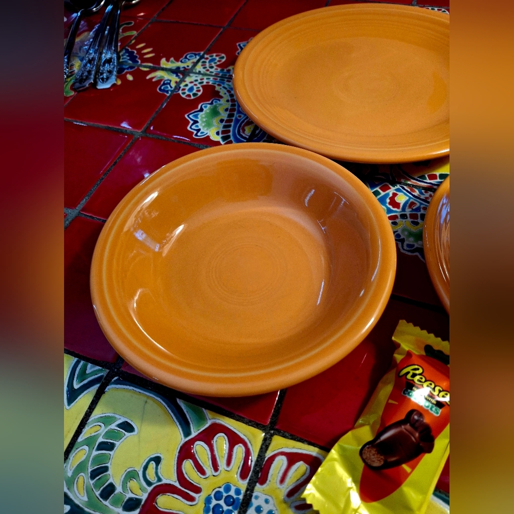 Fiestaware Melon Butterscotch Salad Plate Sauce Bowl Cup & Saucer 4 Pcs Excel - Picture 7 of 9